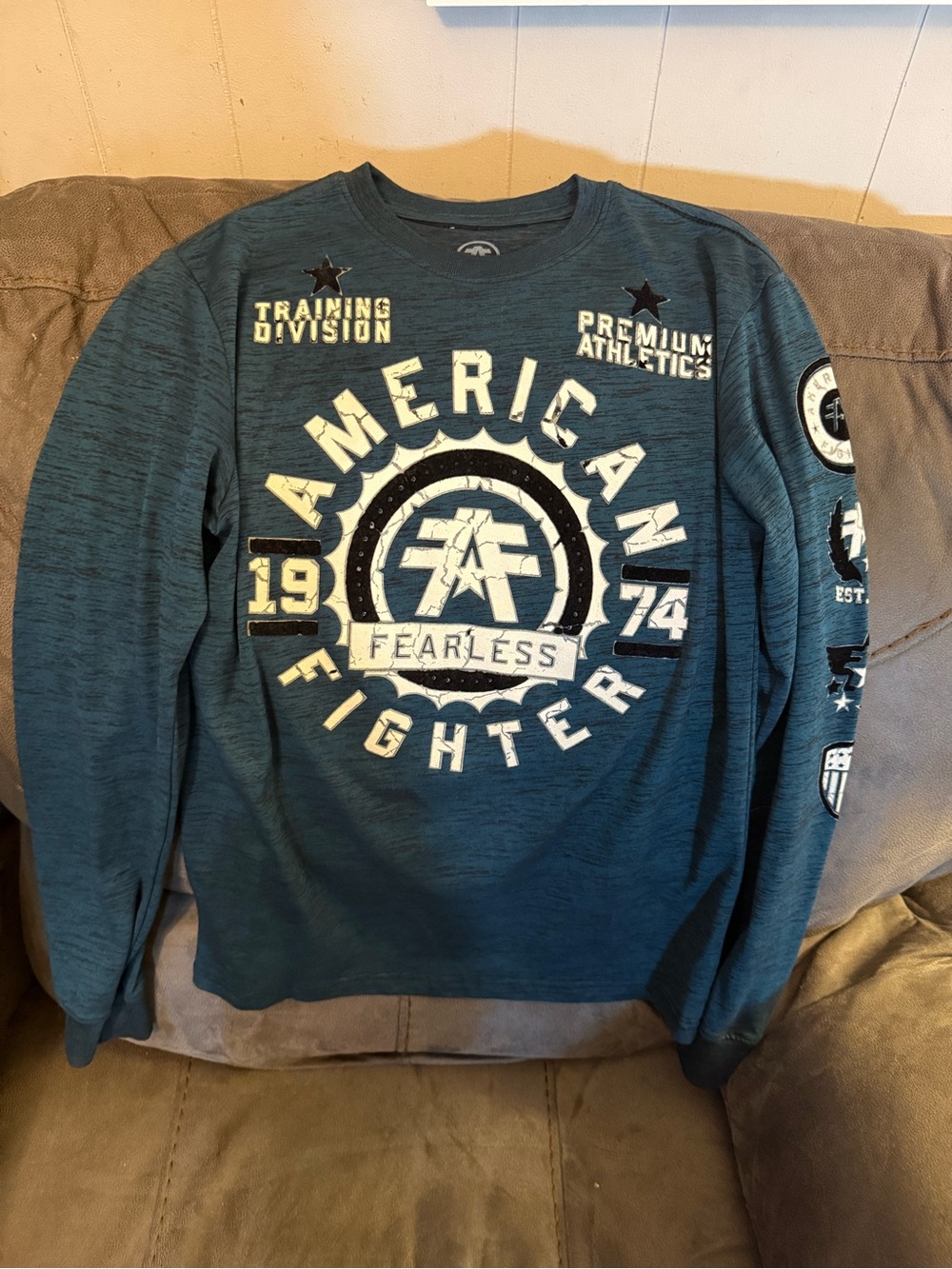American Fighter Fearless Graphic long sleeve shirt - Teal Blue